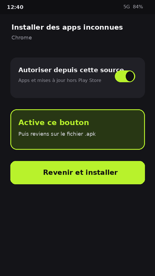 Activer Autoriser depuis cette source
