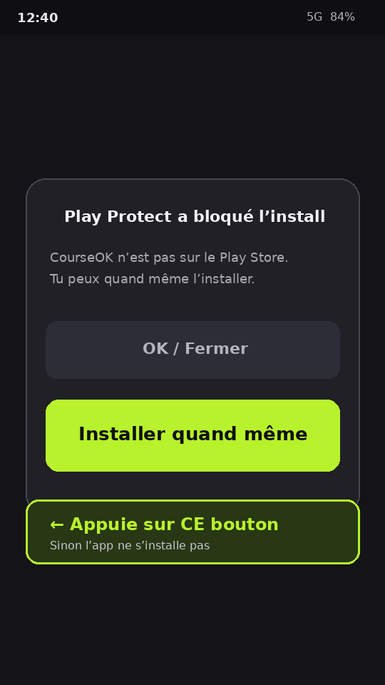 Bouton Installer quand même